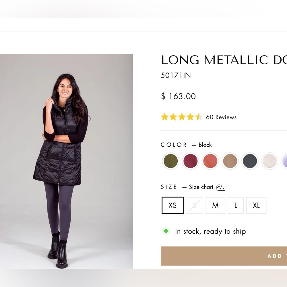 Long metallic down vest